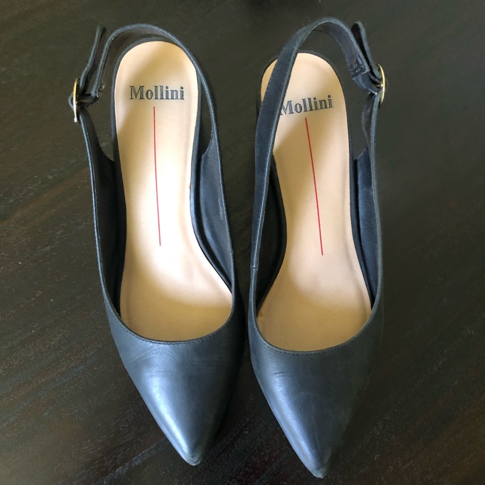 Mollini Black pointed slingback 2.5inch heels - size EU 40 or 9